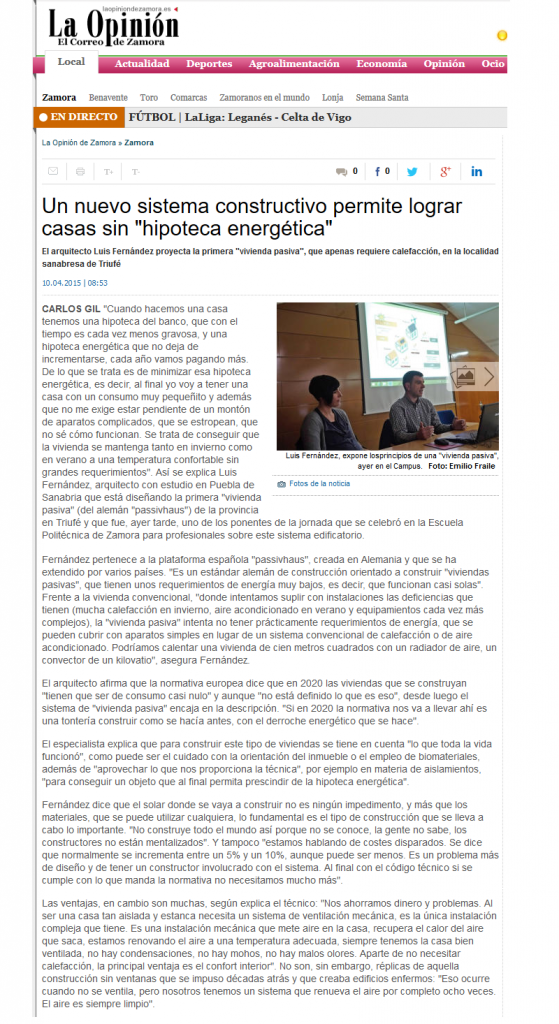 Divulgación sobre passivhaus nuevo sistema constructivo